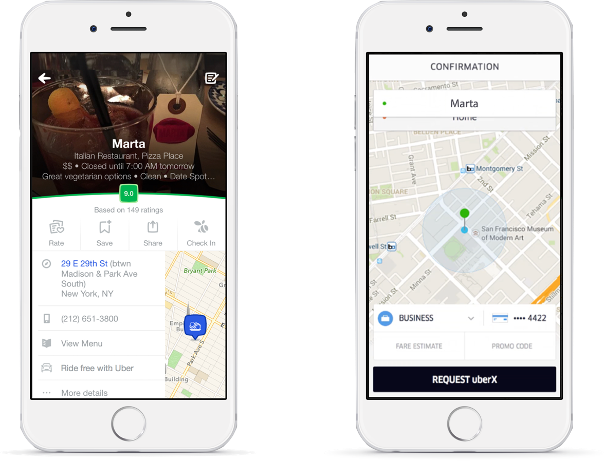 Button in Foursquare and Uber sketches