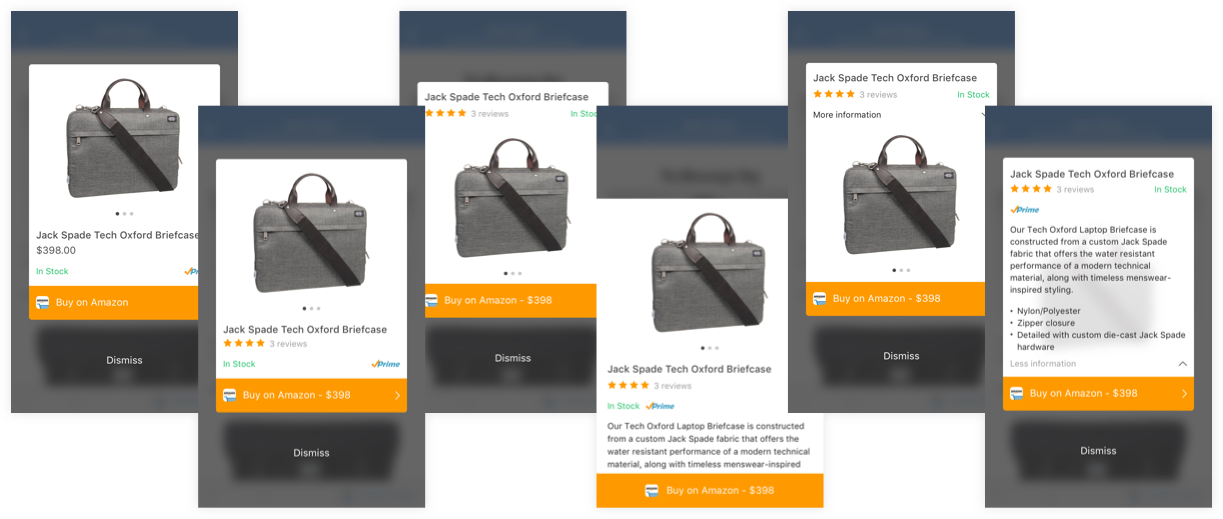 Gallery commerce card iterations