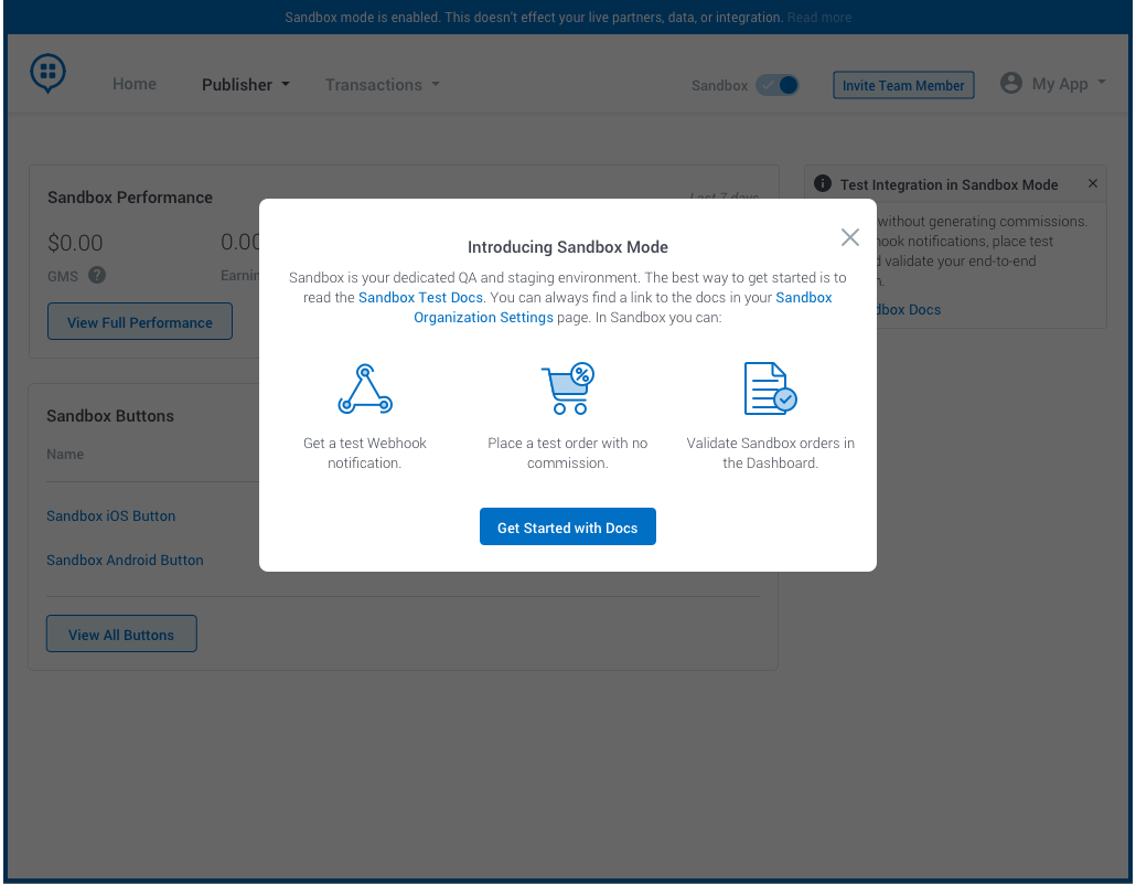 Button Sandbox modal